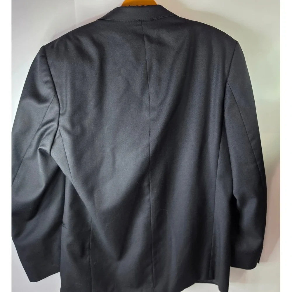 Vtg Baumler Double Breasted Blazer 42R Vitale Barberis Canonico Wool Black Coat